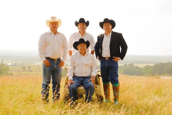 op row, left to right: Joe, Clay, and Mike. Bottom row: James; Photo credit -American Cowboy Magazine