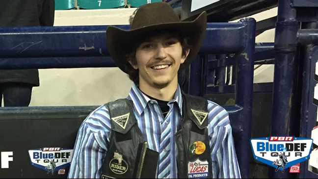 Roscoe Jarboe is leading the BlueDEF Tour event in Denver. Photo by Joe Tevana / PBR.com.