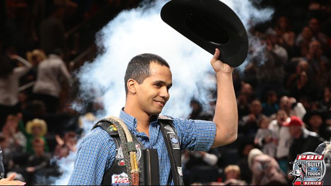 Paulo Lima makes a haul by winning the New York City PBR. Photo By: Andy Watson/BullStockMedia.com