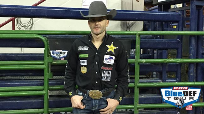 Shane Proctor is leading the BlueDEF Tour event in Denver. Photo by Joe Tevana / PBR.com.