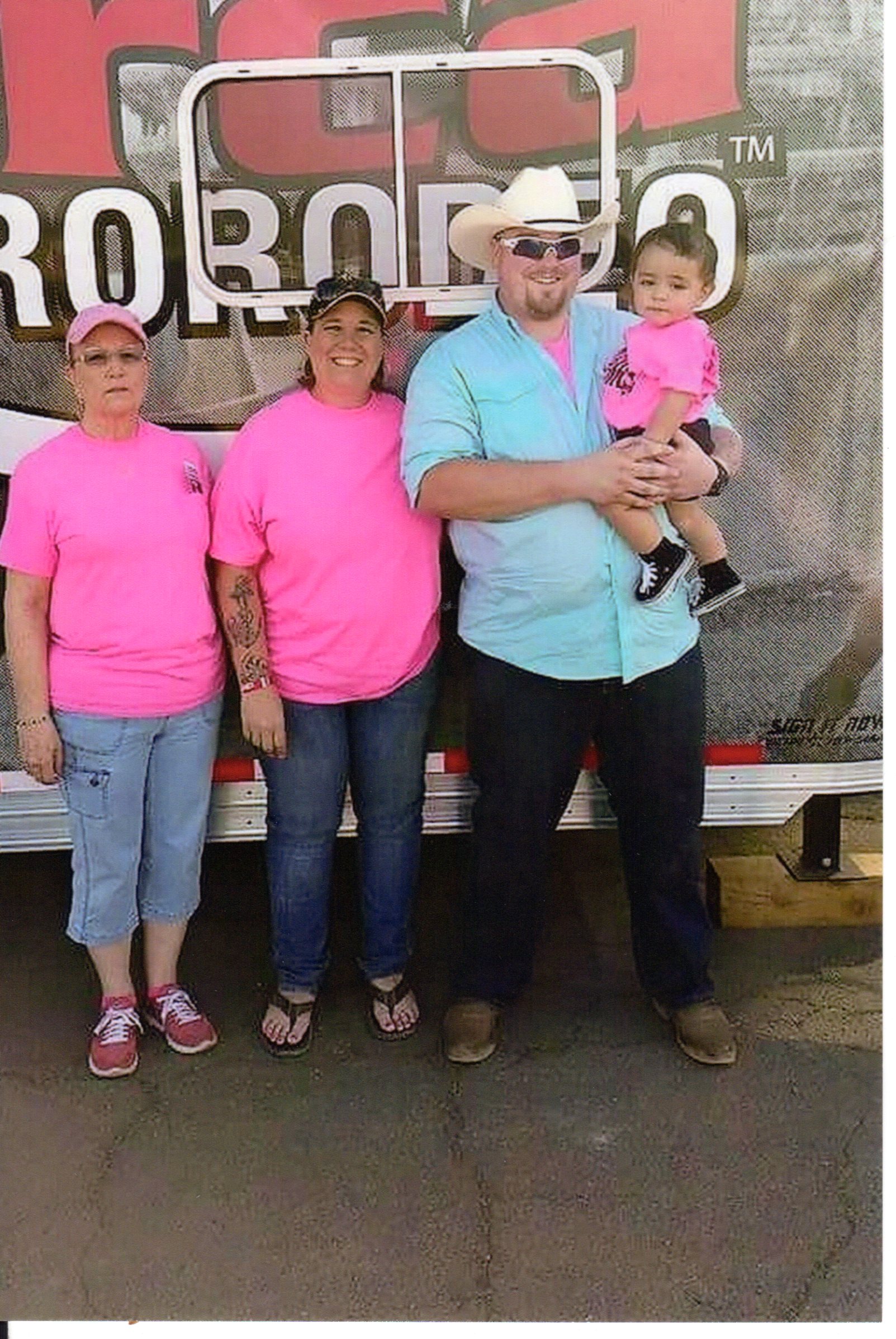 Donna Schilling (center) and her family have been faithful Red Bluff Round-Up fans since 1992. Donna’s mother Linda Austin (left) and Donna’s son Zachary Siner and grandson Luke Siner pose at the 2015 Red Bluff Round-Up. Photo courtesy of Donna Schilling.