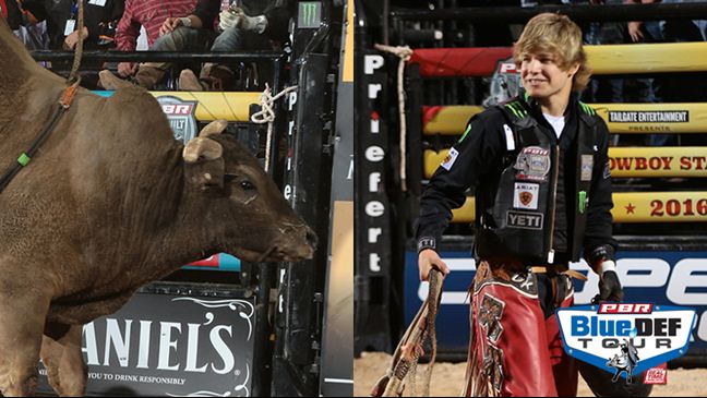 Derek Kolbaba has never faced SweetPro's Long John. and only J.B. Mauney has ridden him this season. Photos: Andy Watson/BullStockMedia.com