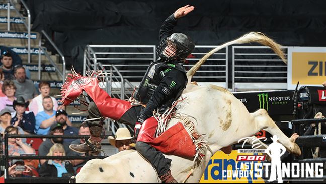 Derek Kolbaba currently leads the Rookie of the Year race and is No. 7 in the world standings. Photo: Andy Watson/BullStockMedia.com
