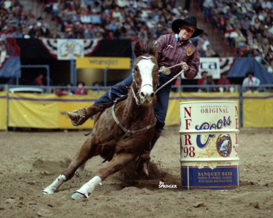 Kristie Peterson and Bozo, 1998 NFR Photo By Kenneth Springer