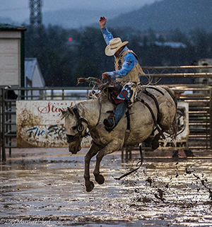 Chet Johnson, a four-time Wrangler National Finals Rodeo qualifier from Douglas, Wyo., rides during the 2015 Rooftop Rodeo in Estes Park, Colo. A record number of entrants are hoping to compete at this year’s Rooftop Rodeo. (MARSHA HOBERT PHOTO)