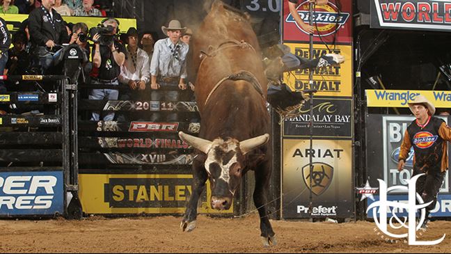 Bushwacker bucks off Cord McCoy at the 2011 World Finals. Photo by Andy Watson / BullStockMedia.com.