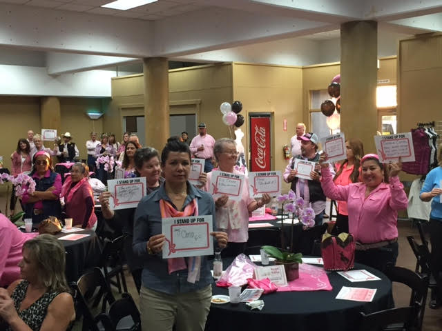 Guests at the 2015 Toast to the Tatas event show who they stand for-many wrote names of loved ones who lost their battle with cancer.