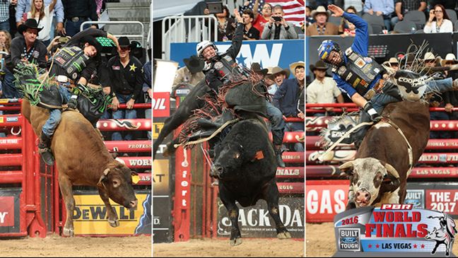 Kaique Pacheco, Cooper Davis and J.B. Mauney are seperated by 544.08 points going into Championship Sunday. Photos: Andy Watson / BullStockMedia.com