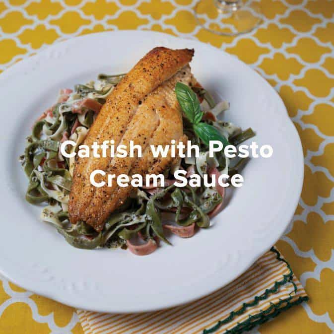U.S. Catfish Recipe of the Month Catfish with Pesto Cream Sauce Blog